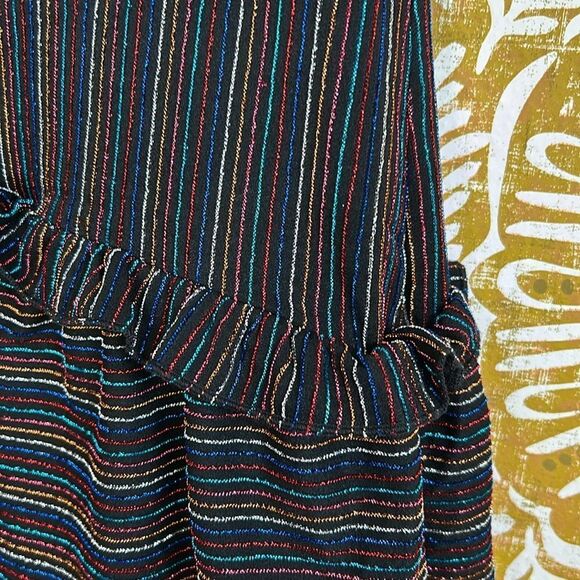 NWT Hannah Banana Girl’s Metallic Lurex Stripe Short Sleeve Ruffle  Dress size 6 - Picture 3 of 7